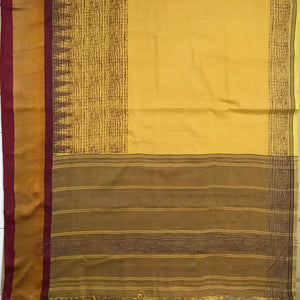 Cotton saree with silk border